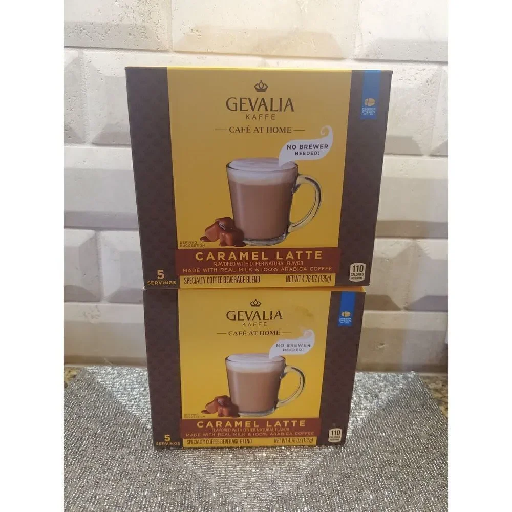GEVALIA- 2-Cafe At Home Caramel Latte  Specialty Coffee Beverage Blend 5 Serving